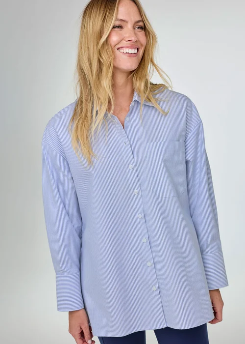 CT Active Pale Sky Oversized Long Sleeve Striped Oxford Shirt - XS Image 2