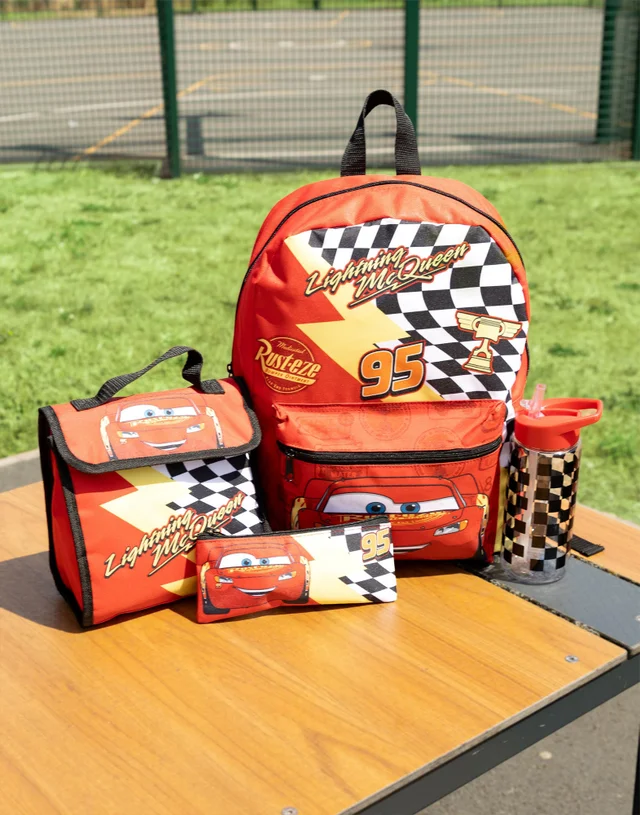 Vanilla Underground Disney Cars Boys Red Lightning Mcqueen 4 Piece Backpack Set (One Size)