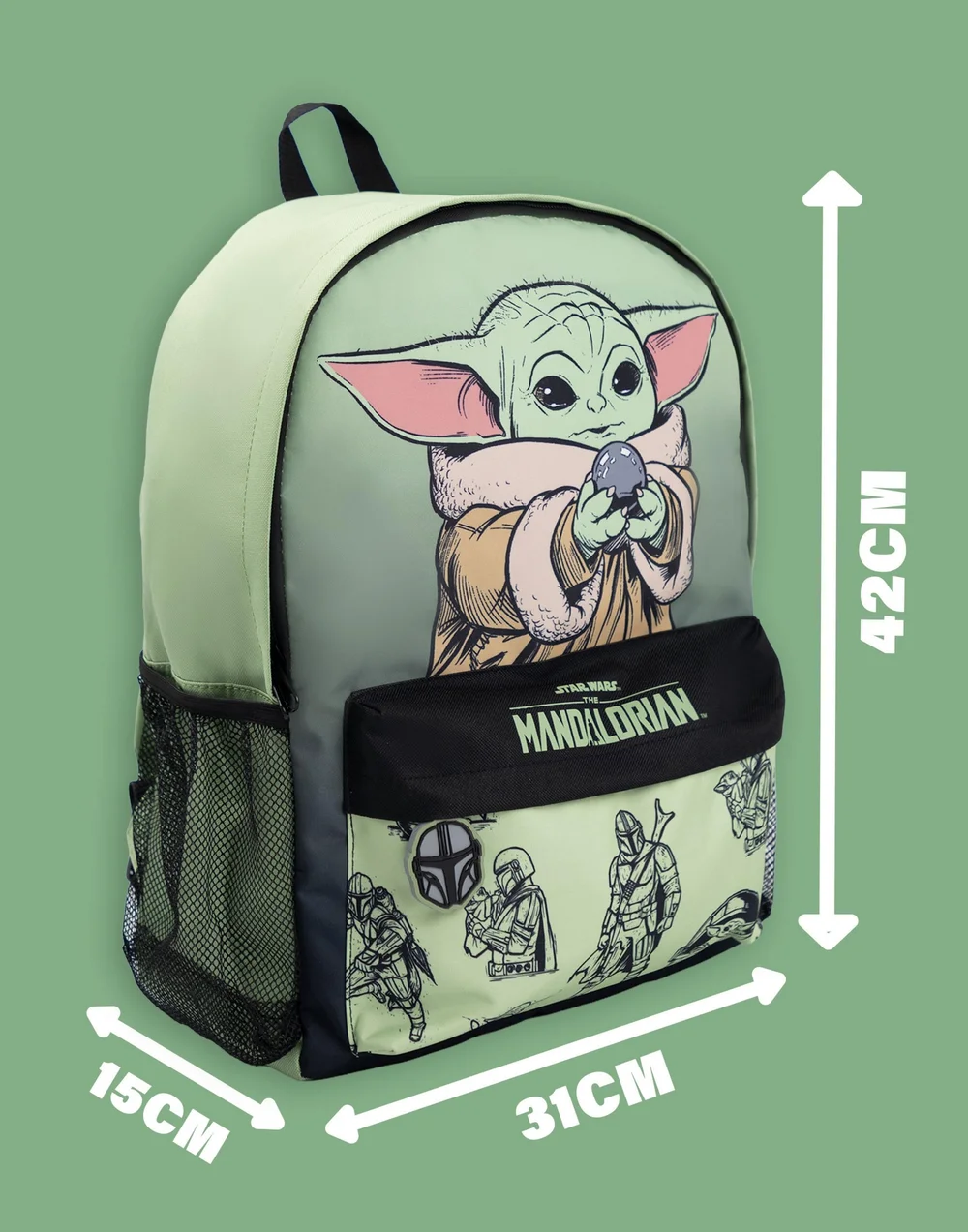 Vanilla Underground Star Wars Boys Green Grogu Backpack (One Size) - One Size Image 6