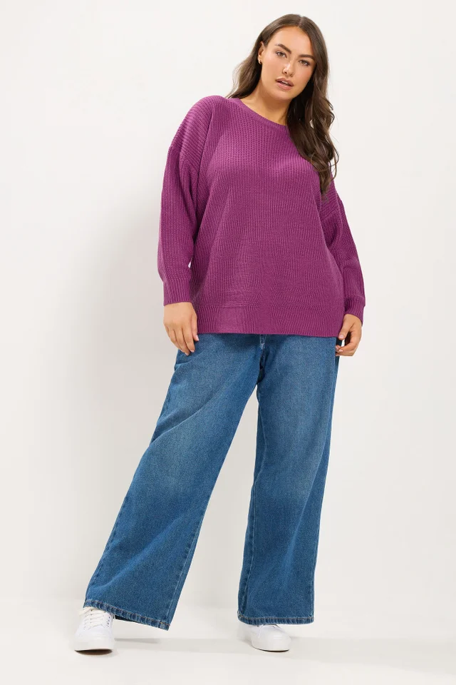 Yours Curve Pink Crew Neck Knitted Jumper