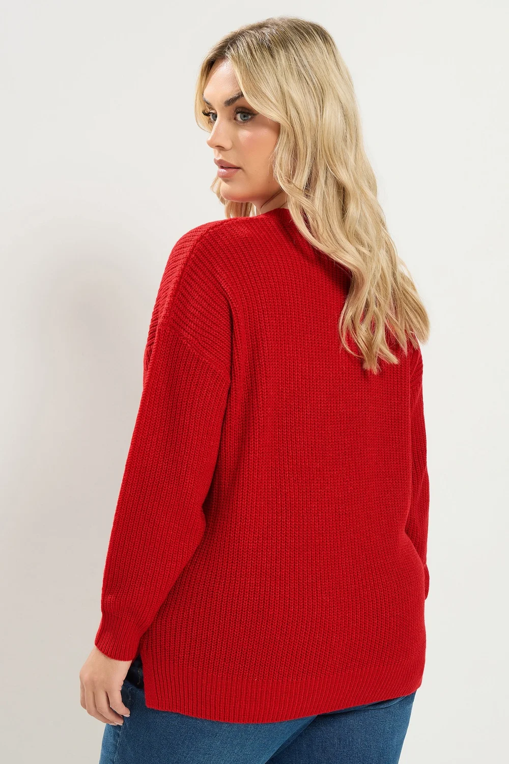 Yours Curve Red Crew Neck Knitted Jumper - 14-16 Image 4