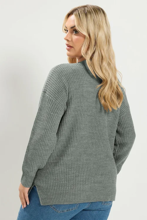 Yours Plus Size Grey V-Neck Knitted Jumper - 26-28 Image 4