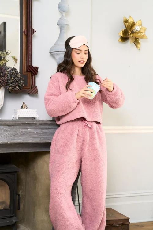 JimJam Pink Borg Lounge Set - L/XL Image 1