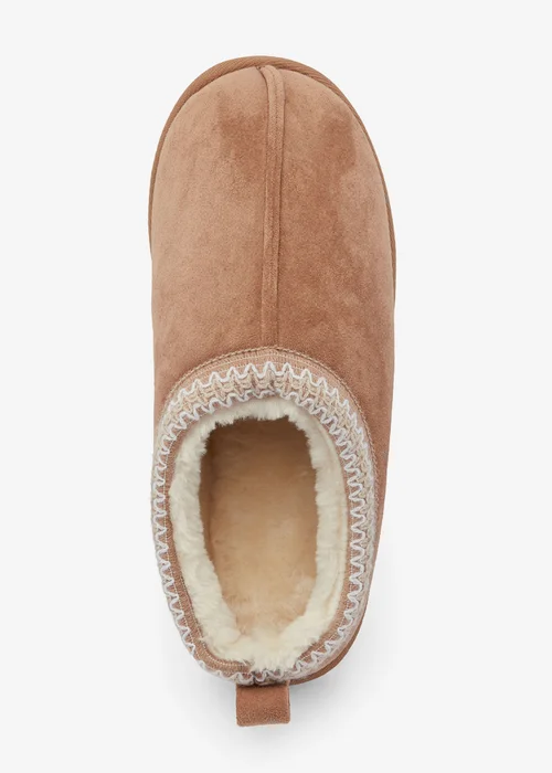 Cotton Traders Caramel Faux Fur Lined Slippers - 8 Image 2