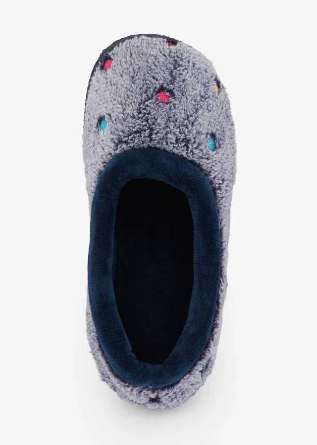 Cotton Traders Navy Spot Slippers