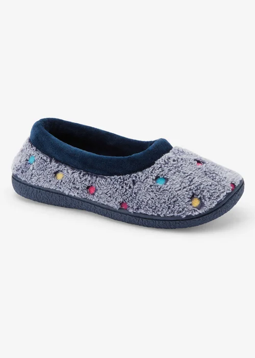 Cotton Traders Navy Spot Slippers - 4 Image 1