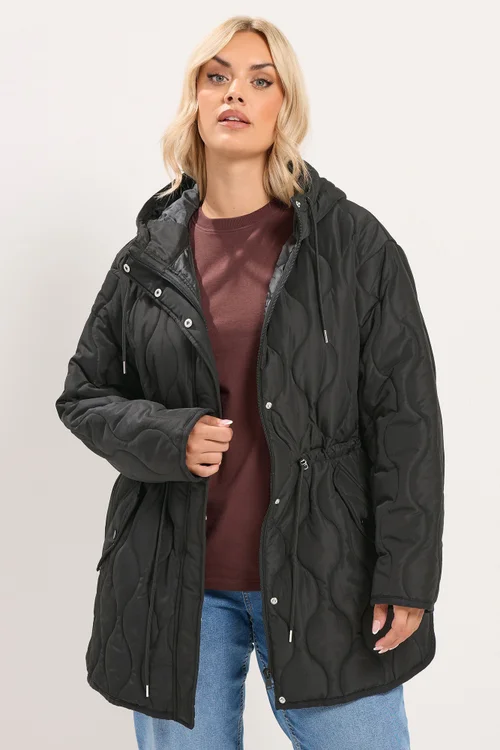 Yours Curve Black Lightweight Padded Jacket - 18 Image 1