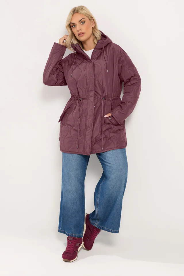Yours Curve Purple Lightweight Padded Jacket