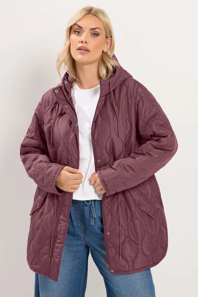 Yours Curve Purple Lightweight Padded Jacket
