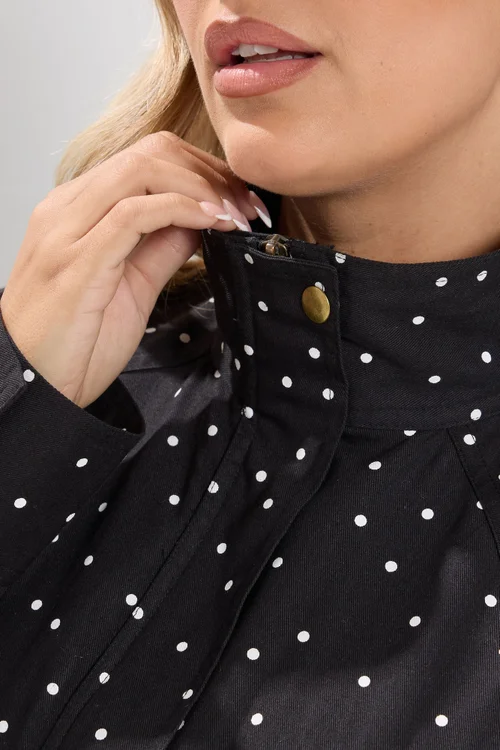 Yours Curve Black Polka Dot Bomber Jacket - 30-32 Image 5