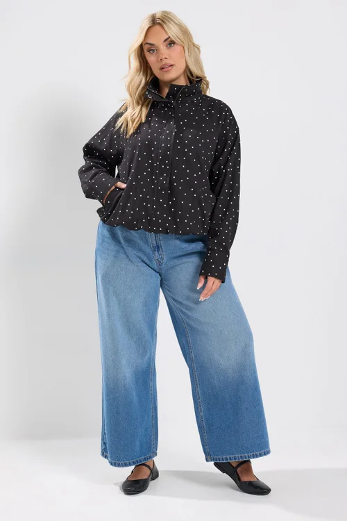 Yours Curve Black Polka Dot Bomber Jacket - 30-32 Image 3