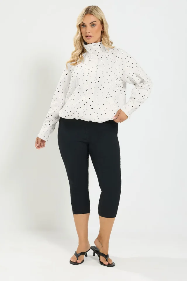 Yours Curve White Polka Dot Funnel Neck Bomber Jacket
