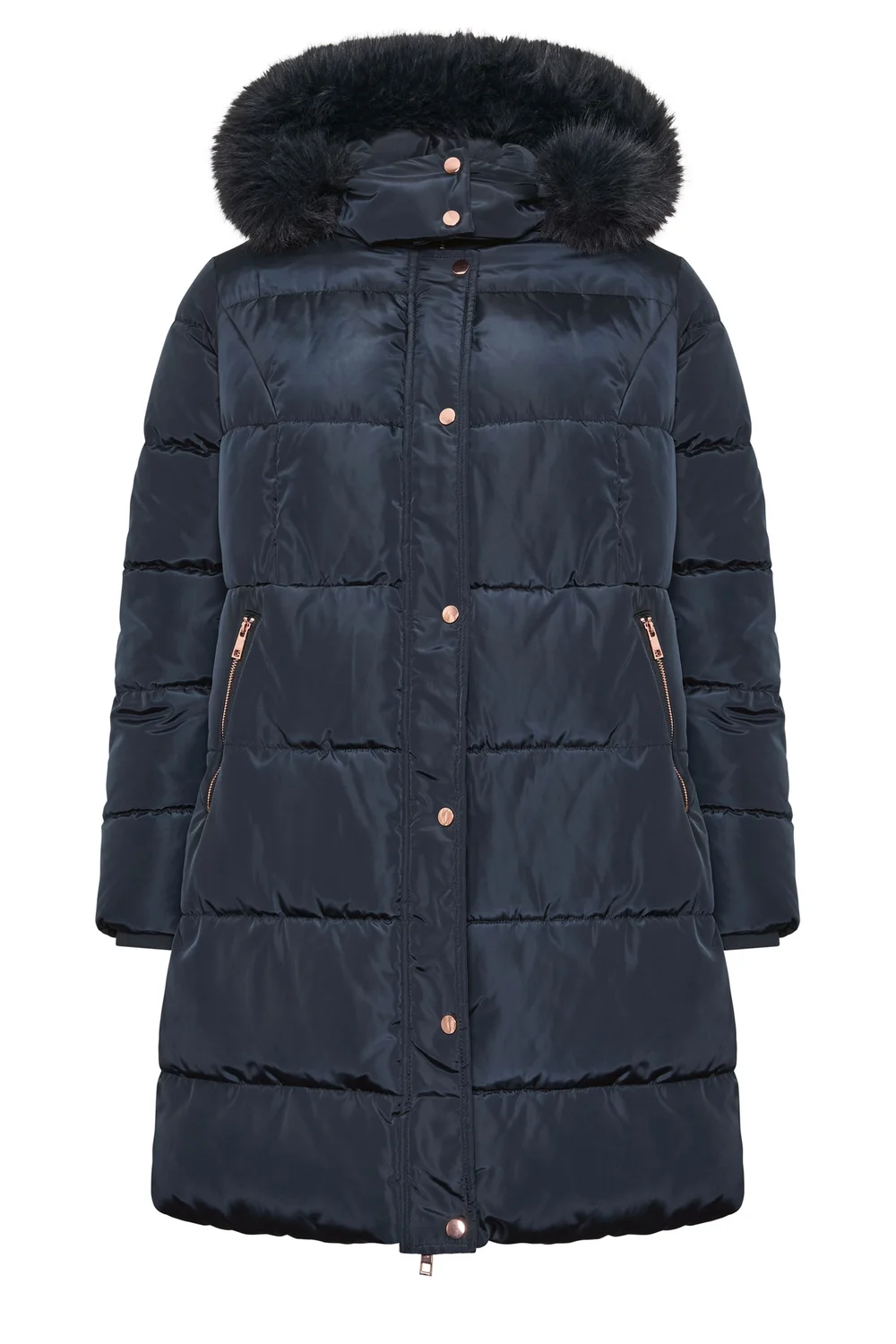 Yours Curve Blue Midi Puffer Coat - 30-32 Image 5