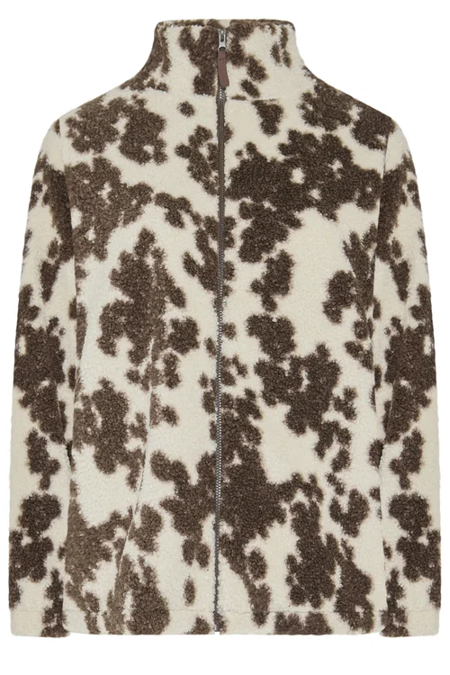 Yours Curve White Dalmatian Print Zip Through Fleece - 26-28 Image 5