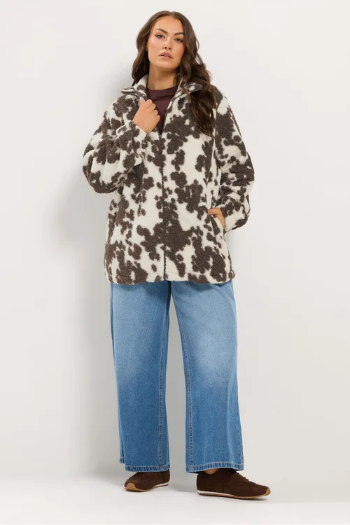 Yours Curve White Dalmatian Print Zip Through Fleece - 26-28 Image 2