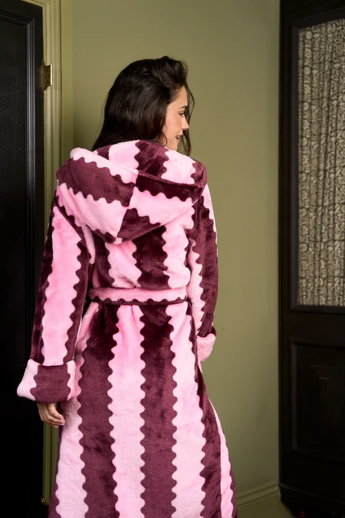 JimJam Burgundy Stripe Dressing Gown - S/M Image 4