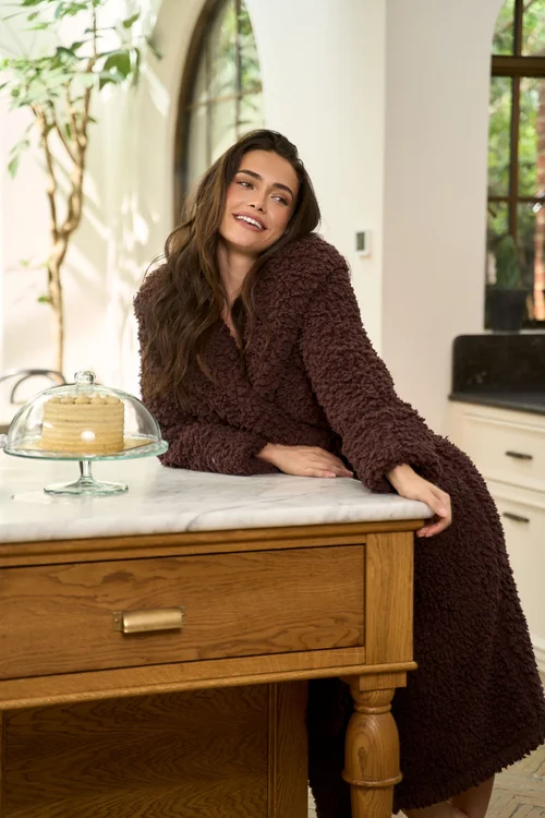 JimJam Lux Borg Brown Dressing Gown - S/M Image 4