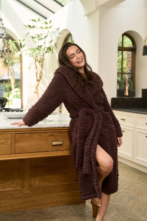 JimJam Lux Borg Brown Dressing Gown - S/M Image 3