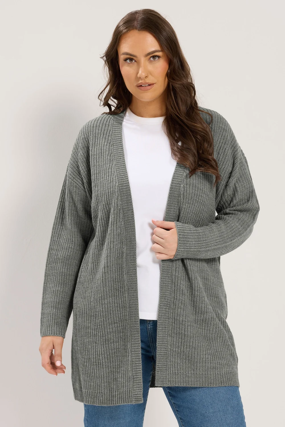 Yours Curve Grey Knitted Cardigan - 18-20 Image 1