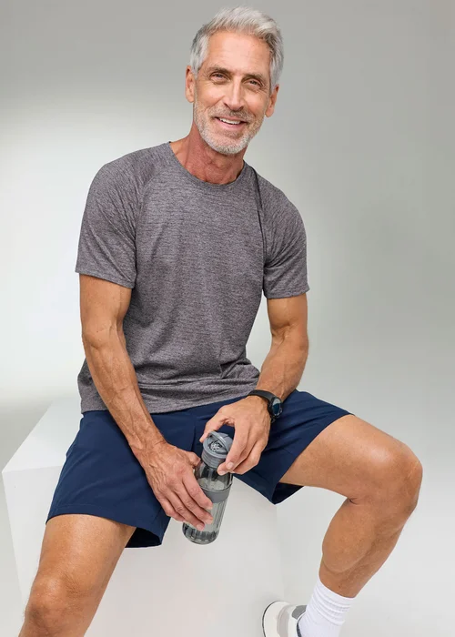 CT Active Smoke Grey Short Sleeve Marl Crew Neck T-Shirt - L Image 1
