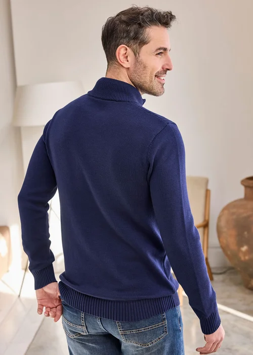 Cotton Traders Marine Half Zip Mock Shirt Jumper - 4XL Image 3
