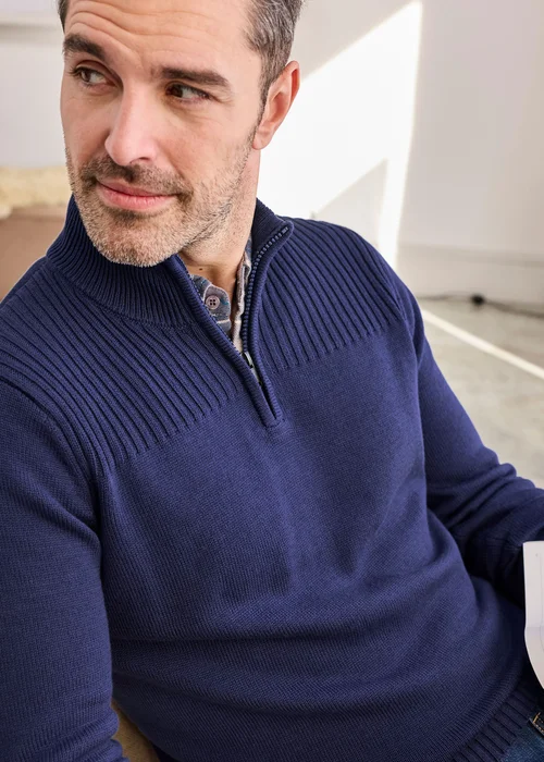 Cotton Traders Marine Half Zip Mock Shirt Jumper - 4XL Image 4