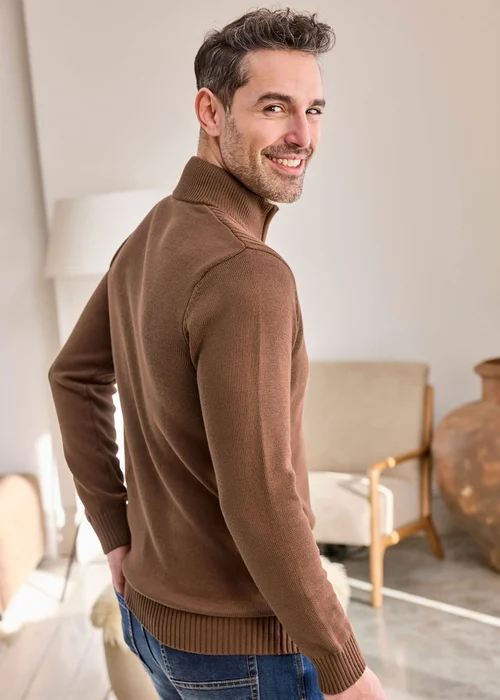 Cotton Traders Coffee Half Zip Mock Shirt Jumper - 3XL Image 3