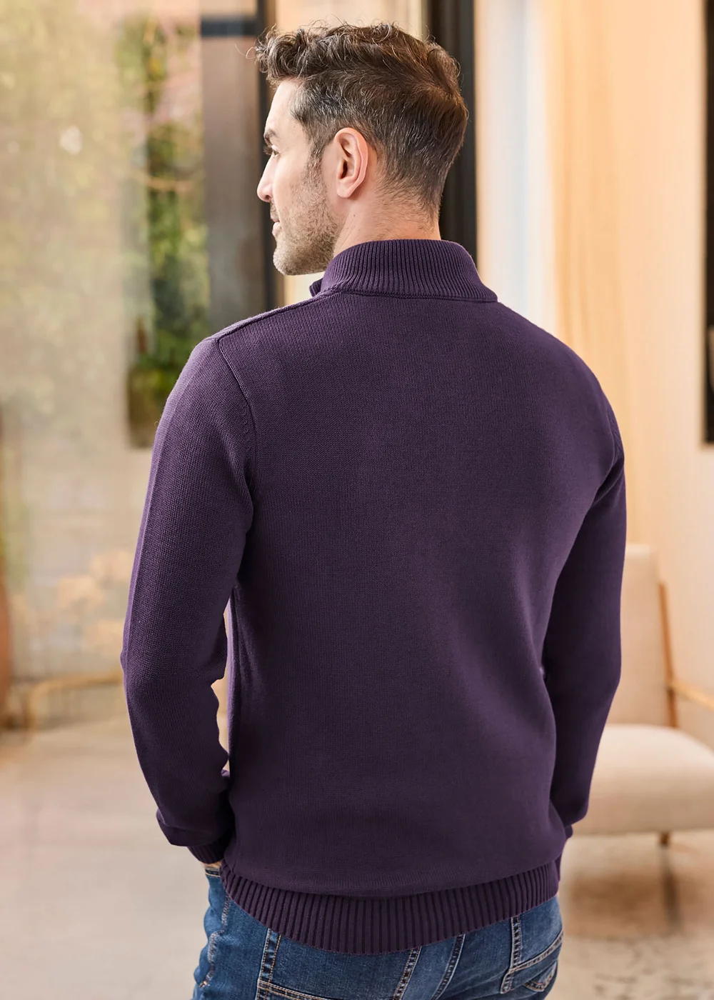 Cotton Traders Blackcurrant Half Zip Mock Shirt Jumper - 3XL Image 3