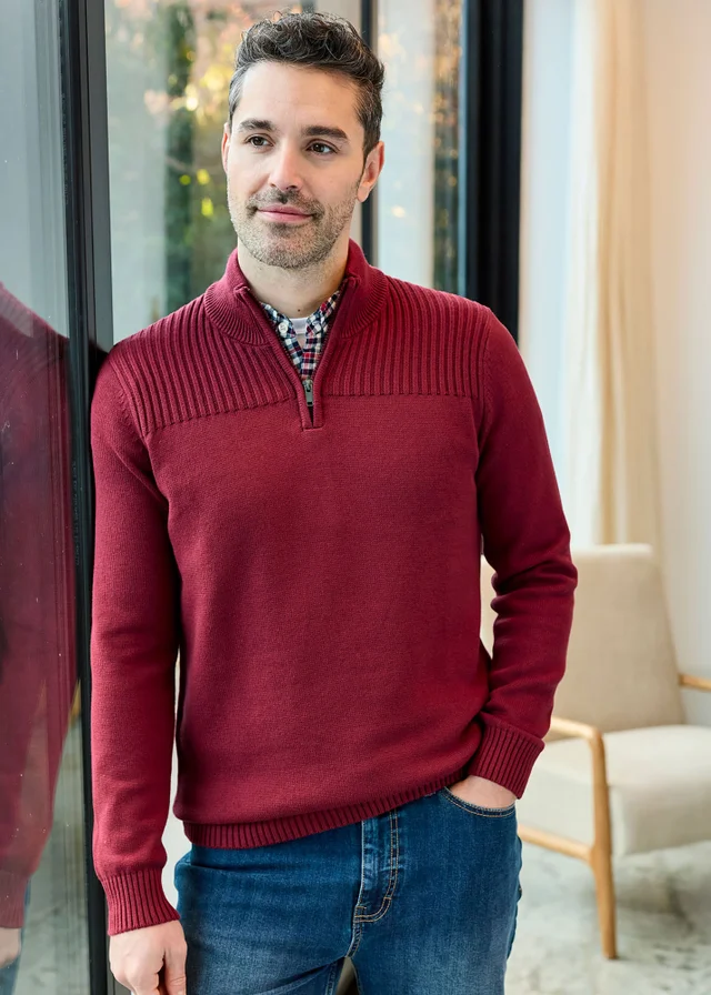 Cotton Traders Ruby Half Zip Mock Shirt Jumper