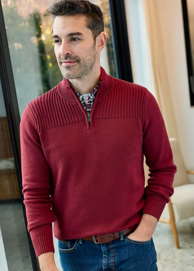 Cotton Traders Ruby Half Zip Mock Shirt Jumper