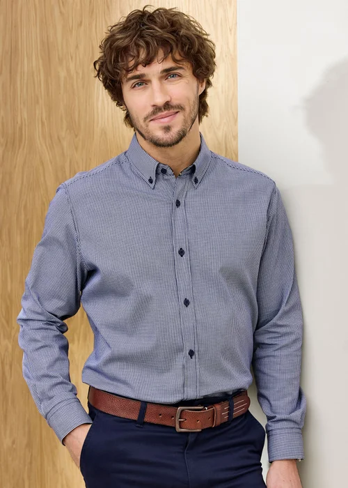 Cotton Traders Navy Signature Long Sleeve Stretch Poplin Shirt - 2XL Image 2