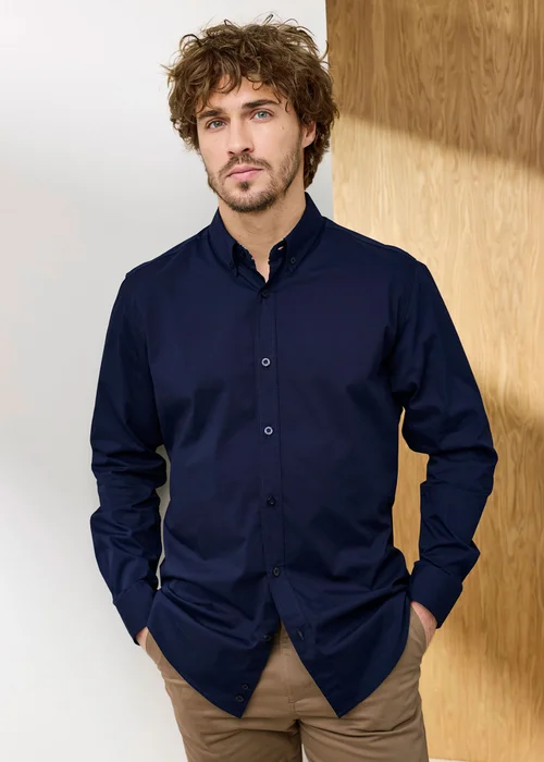 Cotton Traders Ink Signature Long Sleeve Stretch Poplin Shirt - L Image 2