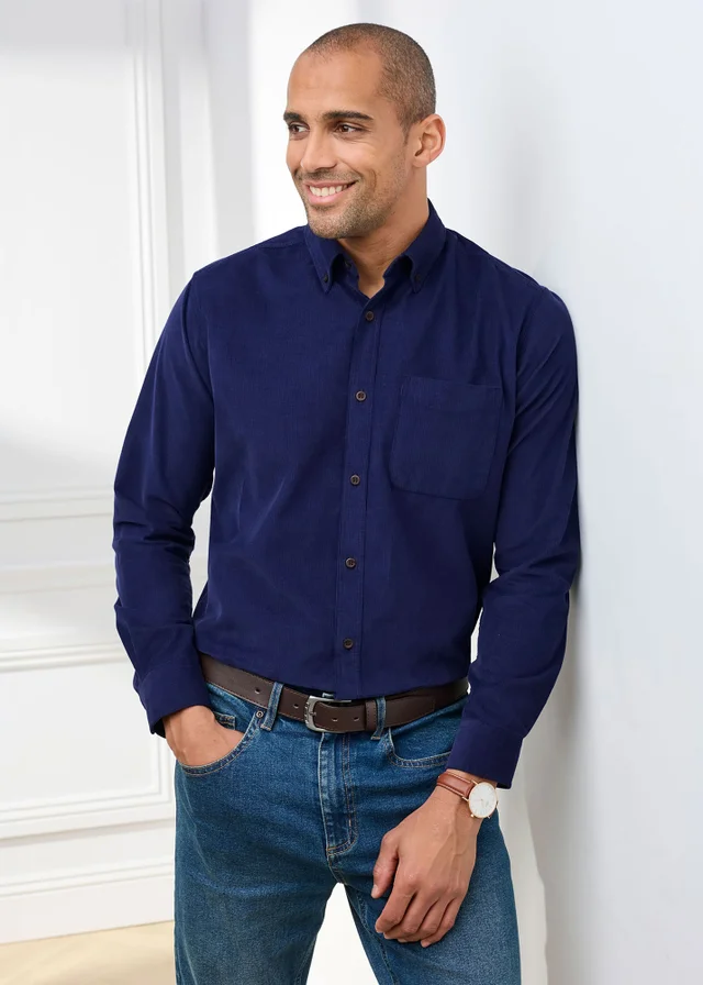 Cotton Traders Marine Long Sleeve Cord Shirt