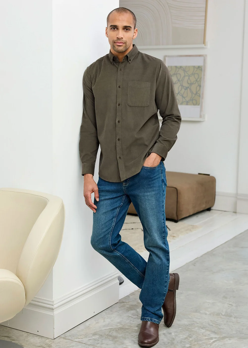 Cotton Traders Dark Forest Long Sleeve Cord Shirt - 3XL Image 2