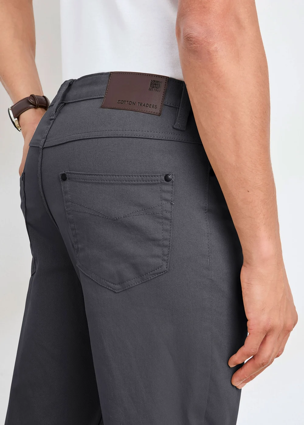 Cotton Traders Washed Charcoal Mens Coloured Jeans - 32/L32 Image 4