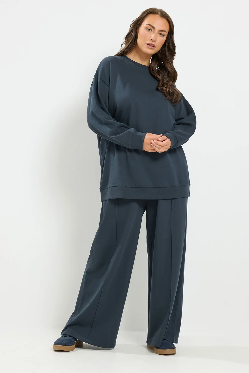 Yours Curve Navy Blue Sweatshirt & Jogger Set - 34-36/L28 Image 1