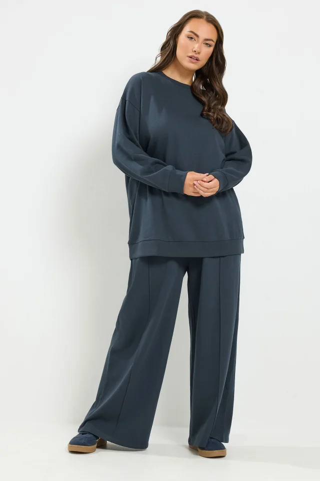 Yours Curve Navy Blue Sweatshirt & Jogger Set