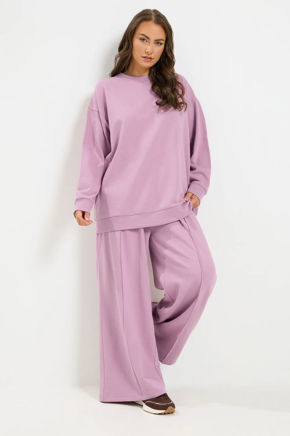 Yours Curve Light Pink Sweatshirt & Jogger Set - 22-24/L30 Image 1