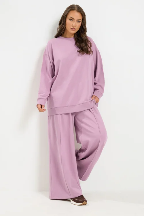 Yours Curve Light Pink Sweatshirt & Jogger Set - 22-24/L30 Image 1