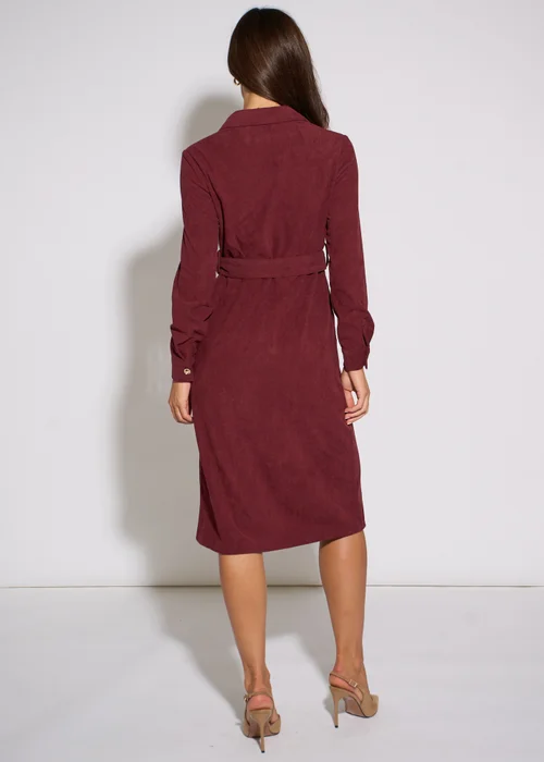 Gini London Mulberry Cord Belted Longline Shirt Dress - 8 Image 2