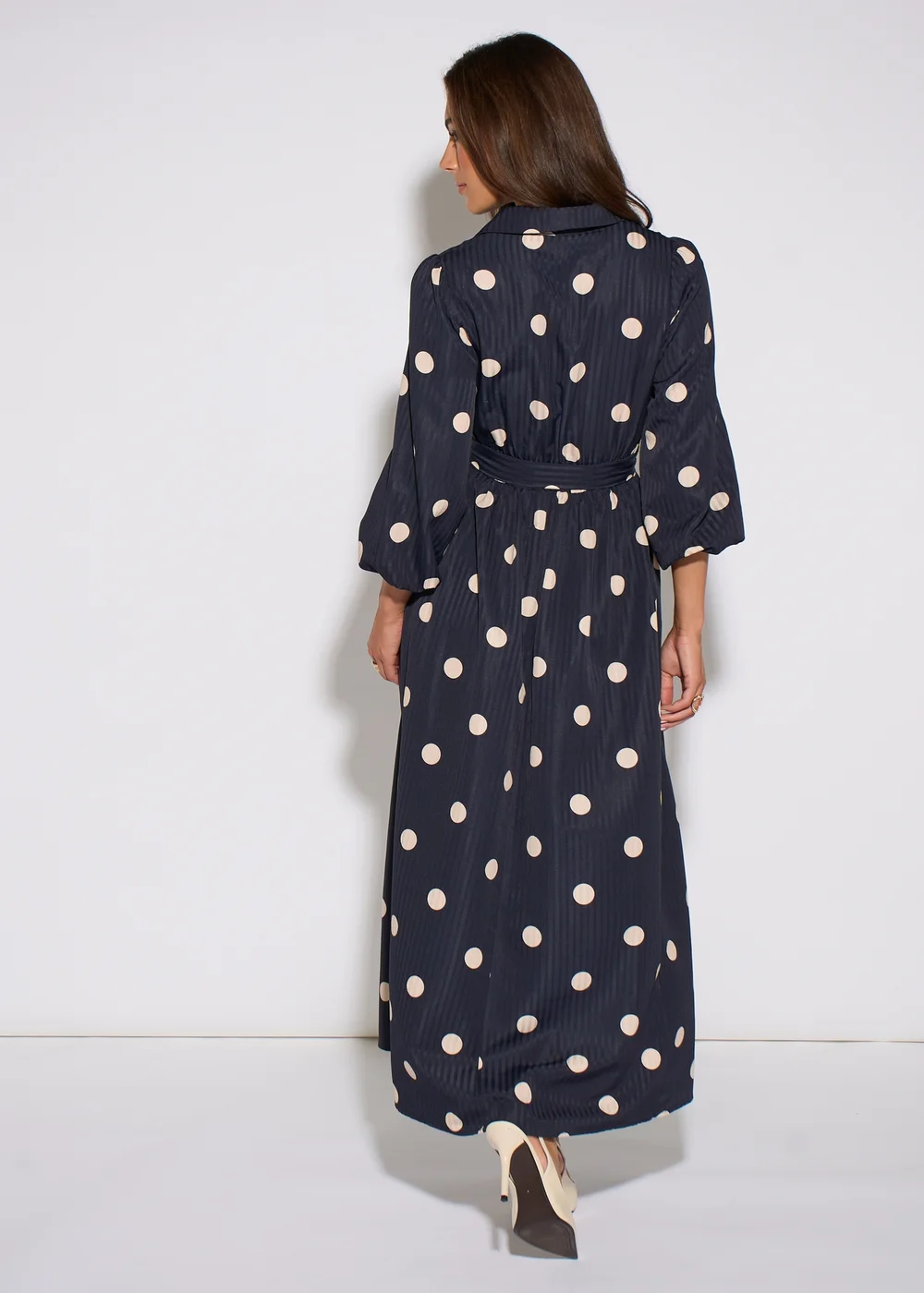 Gini London Navy Spot Jacquard Fit And Flare Dress - 12 Image 3