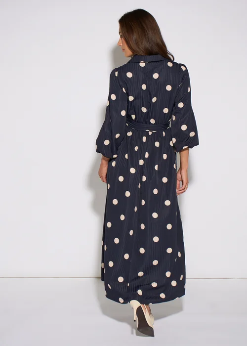 Gini London Navy Spot Jacquard Fit And Flare Dress - 12 Image 3
