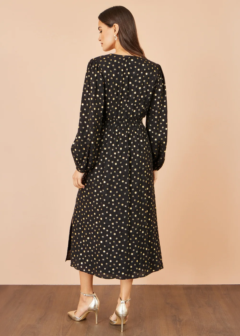 Yumi Black Foil Print Midi Dress - 18 Image 3