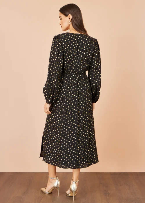Yumi Black Foil Print Midi Dress - 18 Image 3