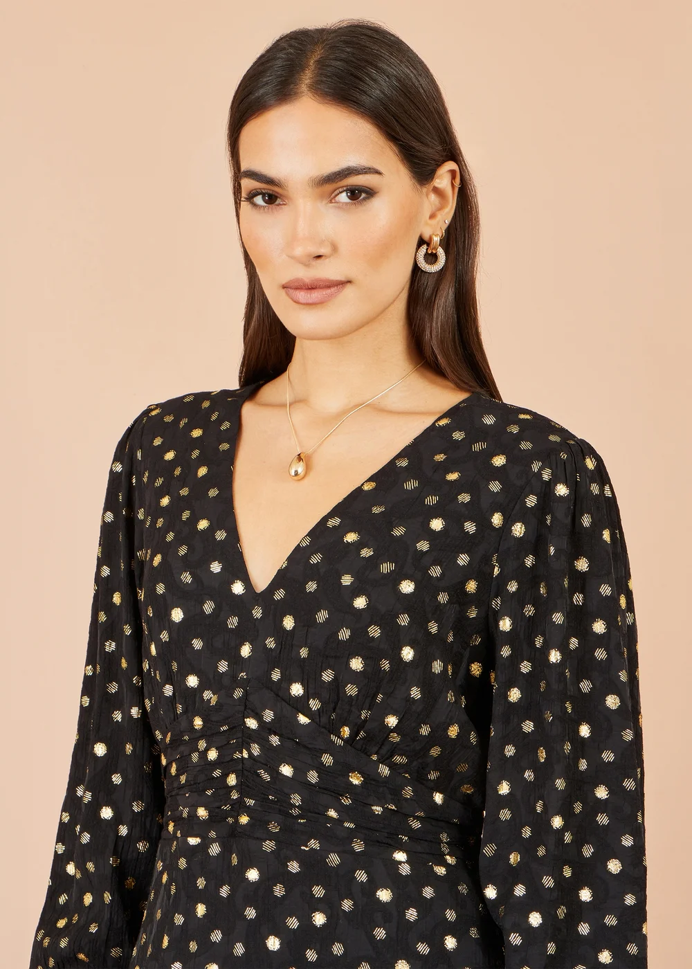 Yumi Black Foil Print Midi Dress - 18 Image 4
