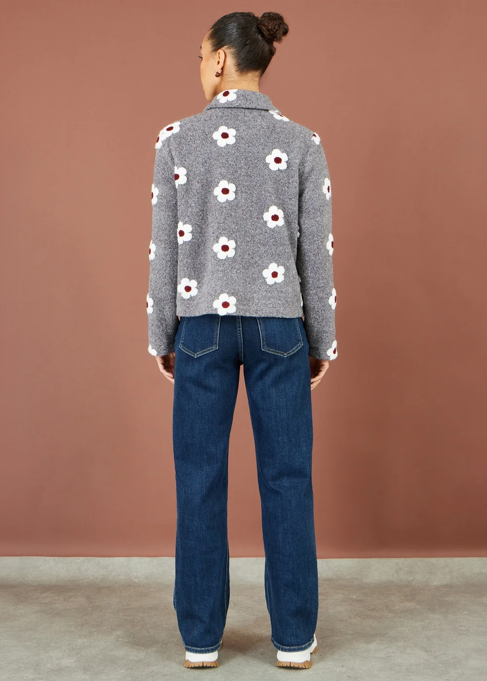 Yumi Grey Embroiderd Daisy Fleece Jacket - 10 Image 5