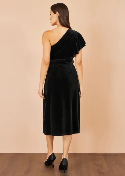 Yumi Black Velvet One Shoulder Midi Dress - 16 Image 2