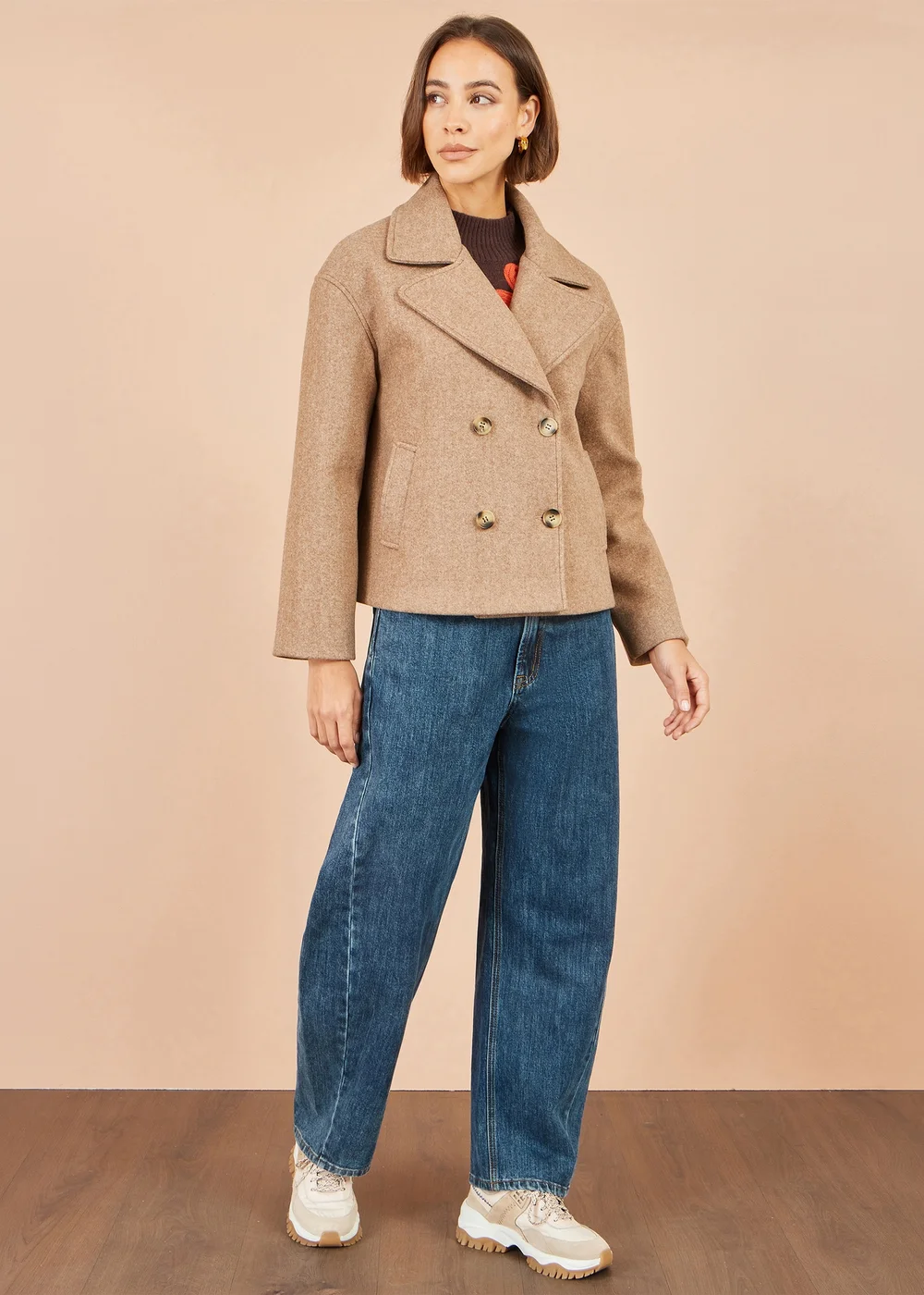 Yumi Beige Boxy Cropped Jacket - 16 Image 3