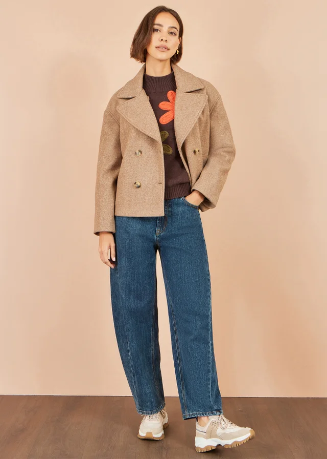 Yumi Beige Boxy Cropped Jacket