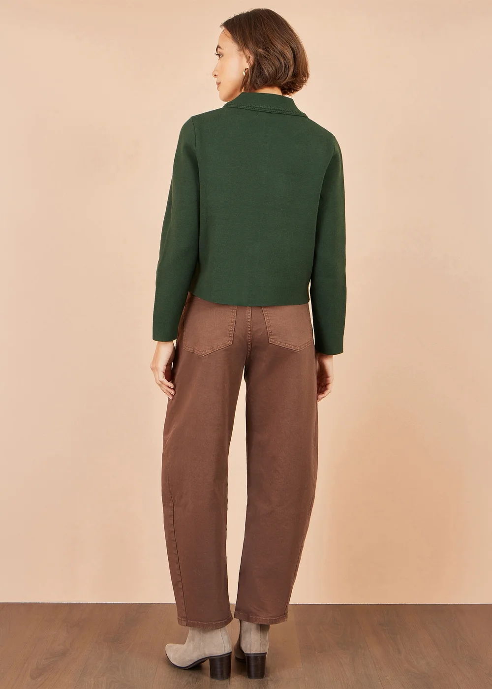 Yumi Green Knitted Box Jacket With Pockets - S Image 2